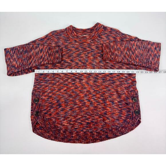 Madewell Red Multicolor Marled Knit Side Button Sweater Size Large - Picture 8 of 9